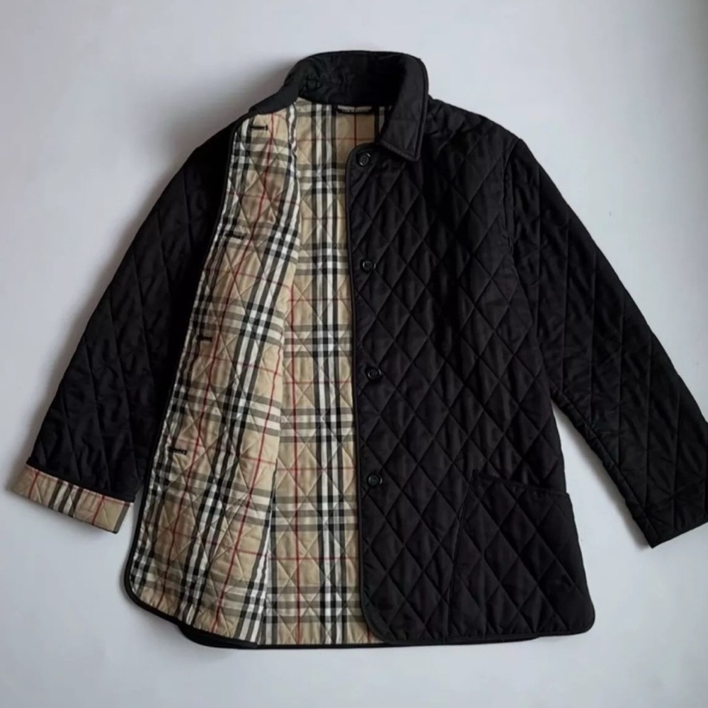 Burberry Black Quilted Jacket Large PTP 24 in  Clean Made in England Lightweight